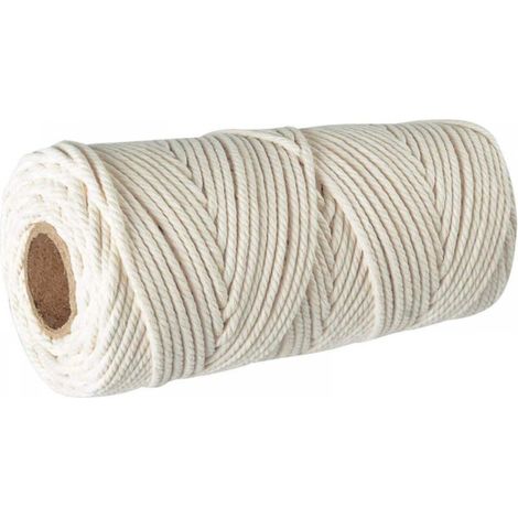 Corde Coton Macramé 3mm, 100m Fil de Coton,100% Naturel Fil de macramé,Ficelle Corde de Tressée DIY de Tapisserie de Plante Cintre de Drapeau de Table de Décoration Artisanat Suspendues (1/5)