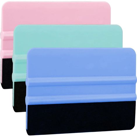 Lot de 3 raclettes en vinyle – Outils d'emballage professionnels pour vinyle, teinte, décalcomanies – Comprend une raclette à bords en feutre, un chiffon de nettoyage en microfibre, une carte en