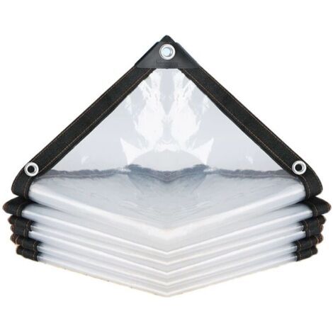 Bâche imperméable Transparente avec œillets-pour Meubles de Jardin-Utilisable en extérieur-Imperméable à la Pluie-Isolation des Plantes-Résistant à la poussière-avec Cordon de Serrage 2 x 3 m