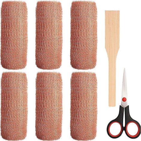 Lot de 8 rouleaux de treillis métallique en cuivre, 12,7 cm x 5,5 m, maille fine pour plomberie et jardinage, étanchéité, colmatage de tuyaux, aération du sol, isolation thermique (1/5)