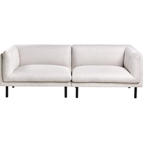 Sofá 3 plazas tapizado tela patas de hierro muebles sala de estar beige claro Vorgod