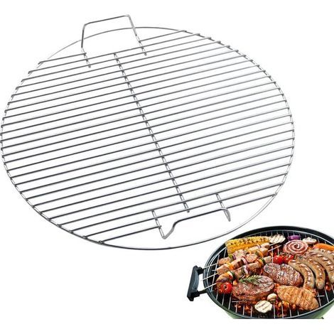 Grille de barbecue ronde - Ø 44 cm - Acier inoxydable - Avec poignées (1/5)