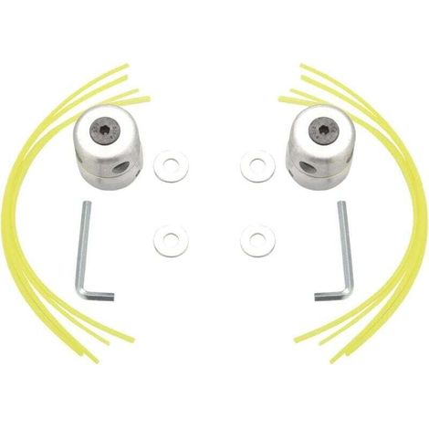 Lot de 2 têtes de débroussailleuse en aluminium et nylon pour débroussailleuse à essence et herbe (1/4)
