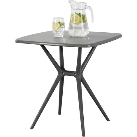 Tavolo da giardino Becky quadrato 72 x 72 cm grigio scuro (1/5)