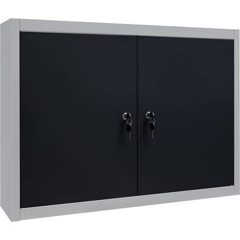Armoire à outils murale cabinet à outils armoire de rangement organisateur d'outils stockage d'outils pinces marteaux 80 cm métal gris et noir (1/5)