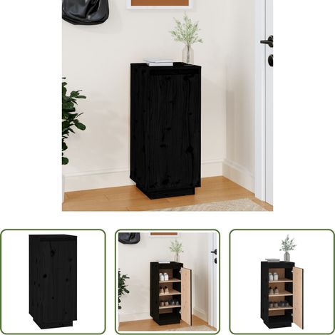 vidaXL Étagère chaussures - Armoire à chaussures Noir 35x35x80 cm Bois de pin massif (1/5)