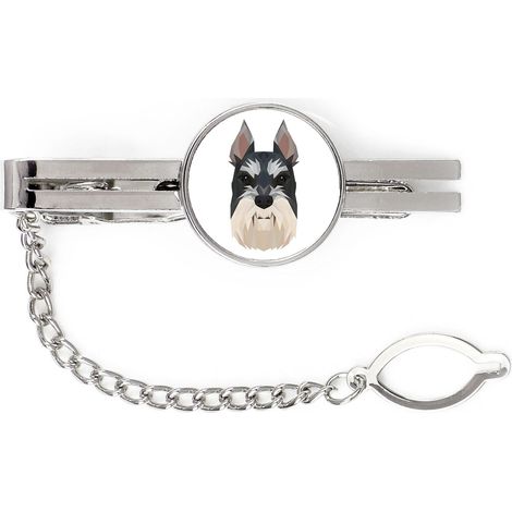 Schnauzer, Schnauzer I - Pinza de corbata geométrica con foto e inscripción Art-Dog (1/4)