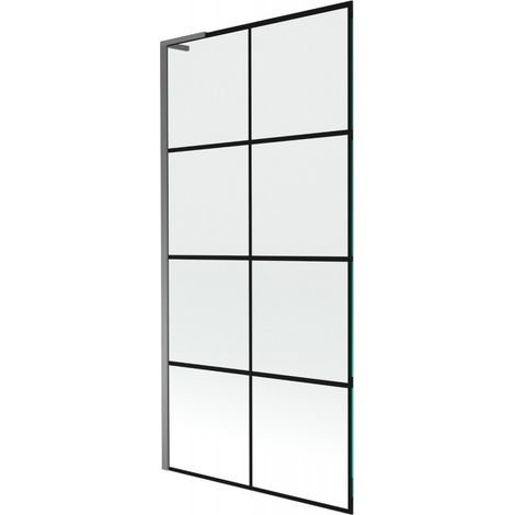 Mexen Next L Duschwand 1-flügelig 90 x 150 cm, schwarzes Muster, Gun Metal - 895-090-000-03-77-95