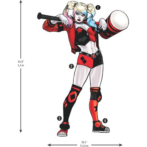 Stickers repositionnables - Harley Quinn - 36.5 cm x 17 cm (1/5)