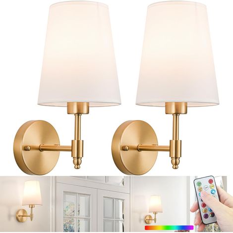 2 ensembles de lampes murales simples salon moderne TV fond chambre chevet escalier couloir atmosphère tissu lampe de charge télécommande ampoule LED (1/5)