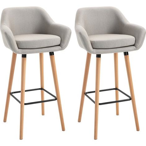 Lot de 2 tabourets de bar NAPLES beige (1/5)