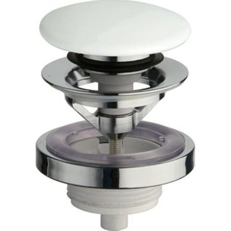 Raminex Up&Down bonde de vidage H6.5cm Laiton Chrome/blanc