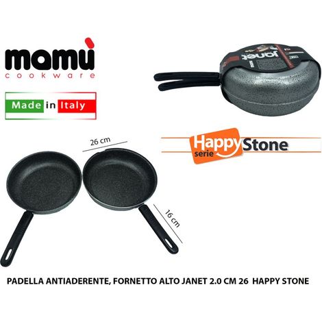 Mamù Fornetto Alto antiaderente, alluminio, antigraffio, PFOA free, made in italy, Ø 26 cm, resistente al forno