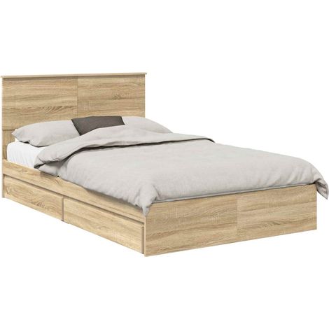 Storage Bed with Drawer Sonoma Oak 120 x 200 cm Engineered Wood vidaXL