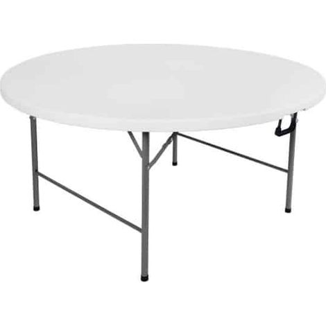 Tavolo tondo per interno esterno catering pieghevole polipropilene cm Ø180x74h bianco 406v