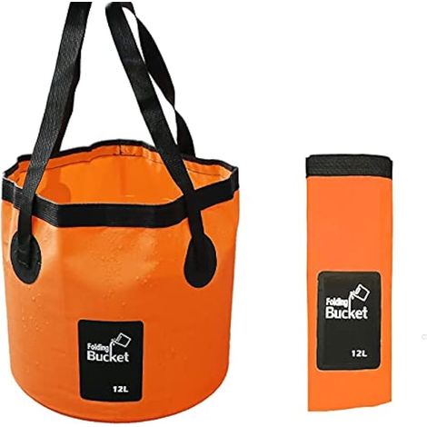 Seau pliable 12L, seau portable et pliable pour camping, rangement, lavage, voyage, randonnée, pêche, bateau, jardinage, lavage auto (24 x 25 cm)