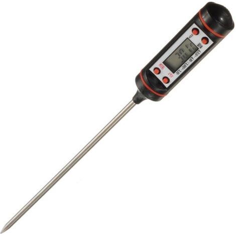 Thermomètre de cuisine Thermomètre à viande numérique en acier inoxydable Sonde longue LCD précis (1/5)