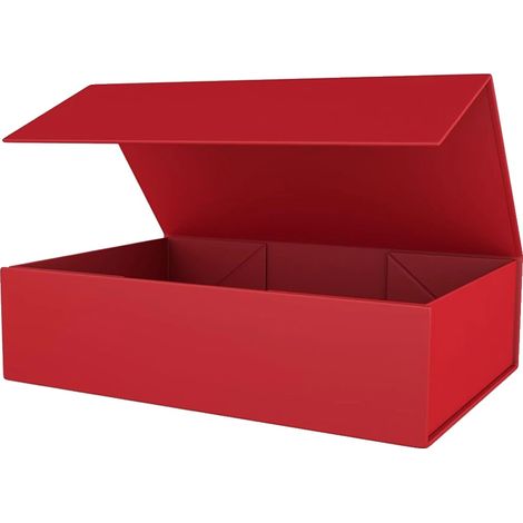 Caja de regalo, diseño plegable, cierre magnético, 1 unidad, color rojo, 26,5 x 18 x 7,5 cm-b (1/2)