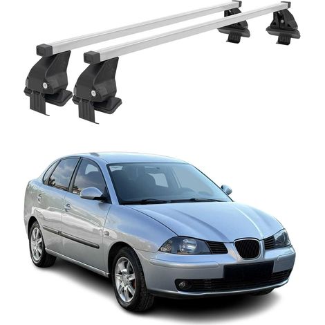 OMAC Dachträger Querträger Stahl für Seat Cordoba II 2002-2009 – Abschließbar – City-Crash-getestet – DIN 75302:2019 – ISO/PAS 11154:2006 – Max. 50 kg Silber (1/5)