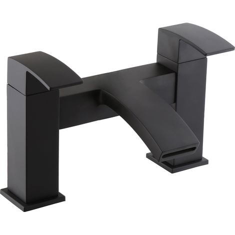 Bathroom Modern Tap Mijas Square Black Basin Sink Bath Filler (1/5)