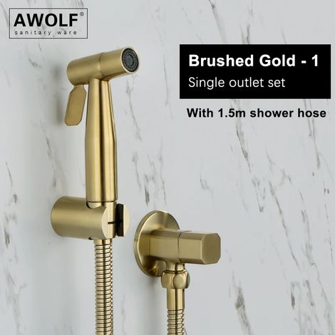 (Or brossé-1) Douchette WC portable en acier inoxydable or rose brossé, kit douchette AP2354 (1/5)