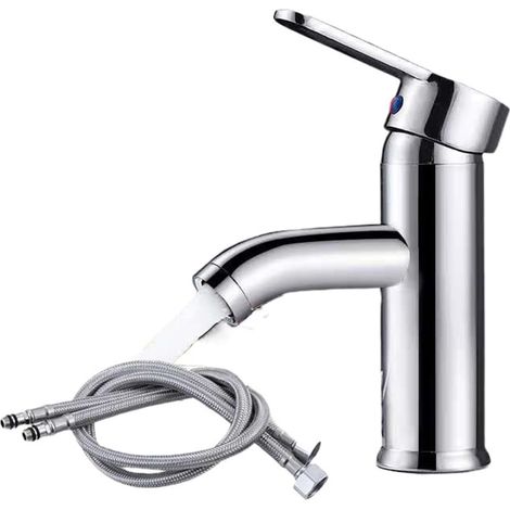 Mitigeur de lavabo - noir - eau froide - monotrou - surélevé (1/5)