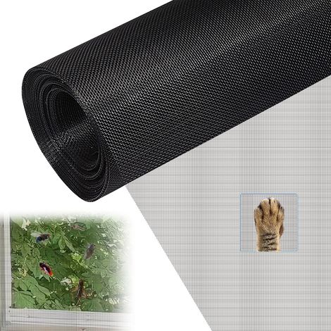 Moustiquaire Fenetre 1.2 x 3 m, Grillage Fine Maille en Fibre de Verre, Moustiquaire Fenetre Enroulable, Résistant Aux UV, Lavable & Indéchirable, pour Fenêtres et Portes Anti-Insectes(Noir) (1/5)