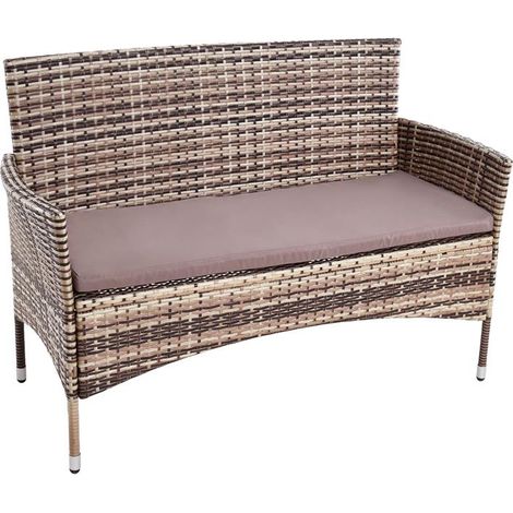 Gartenbank Rattan Gartenmöbel 2-Sitzer Rattanmöbel Sitzbank Sitzkissen Braun (1/5)