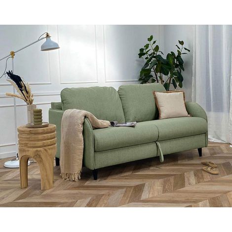 Cosmos - 3-sitzer schlafsofa - tägliche schlafgelegenheit matratze 11 cm - aus stoff - salbeigrün