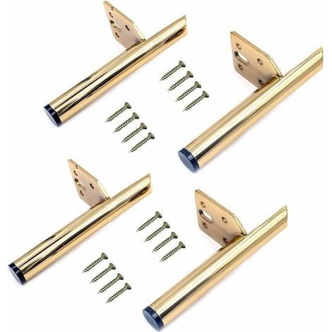 Bardusch - Set mit 4 Möbelbeinen aus Eisen, 13 cm, Tischbeine aus Metall, Möbelstützbeine, modern, inklusive 20 Schrauben, für Sofa, Couchtisch, TV-Ständer, Bett und andere Möbel (gold) (1/5)