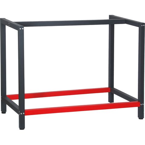 Wiltec – Pied d’établi acier 100x57x81 cm – Châssis robuste avec tubes carrés 40x40 mm – Finition anthracite et rouge – Pour tables de travail