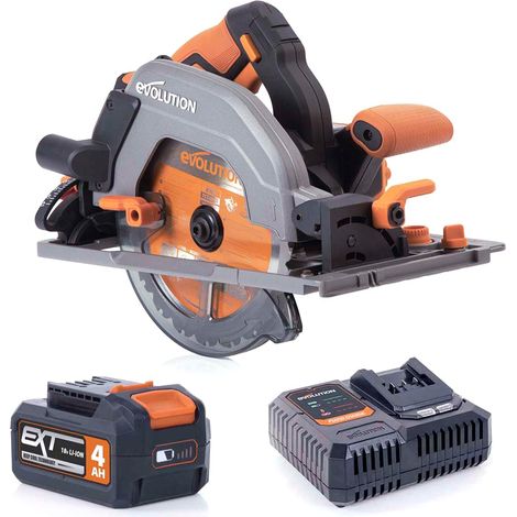 Scie circulaire sans fil compatible avec les rails 18v comprend une lame multi-matériaux, coupe le bois, le métal, le plastique, batterie et chargeur inclus, 185mm (1/5)