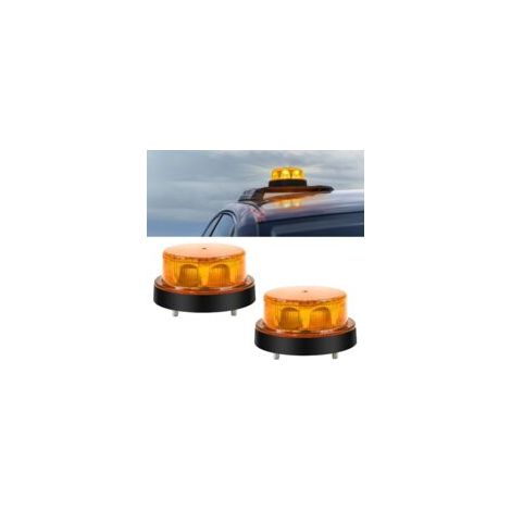 Ensemble de 4 gyrophares LED rotatifs, 12-24 V, feux stroboscopiques ronds, 2 modes de clignotement, pour voiture, véhicule, camion, remorque, fourgonnette
