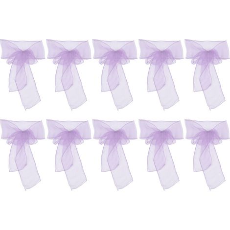 10Pcs Organza Banquet Chair Sash Exquisite Chair Bows Sashes for Wedding Party DecorationLight Purple (1/5)
