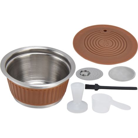 Nachfüllbare Edelstahlkapsel für Dolce Gusto, wiederverwendbarer Filter mit Tamper, Kaffeefarbe (1/5)