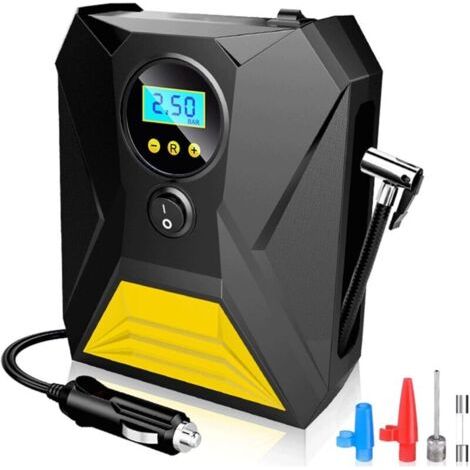 BUNTHAUS Reifenfüller, Luftkompressor, 12 V DC, tragbare Luftpumpe mit digitalem Druckmesser und LED-Notlicht für Autoreifen, Fahrräder, bis zu 150 psi, Ball (1/5)