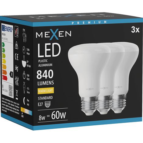 Mexen Nova 3x Ampoule LED E27, R63, 8W, Chaude - 3000K, 840 lm - L104-E27-0830-01x03 (1/5)