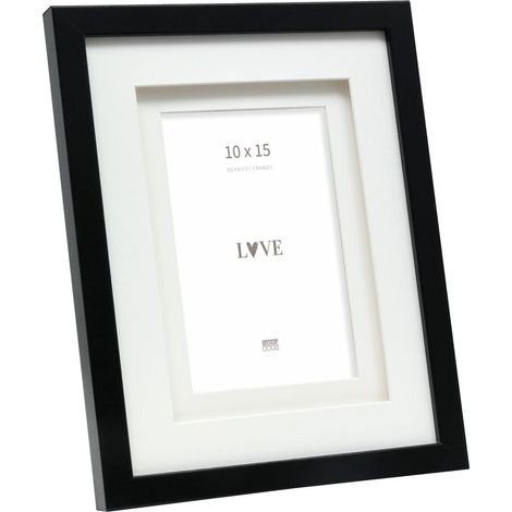 Cadre photo avec double passe-partout - Noir - Pour photo de 10 x 15 cm - En bois MDF - Pour accrocher ou poser - S65KK2 P1 10x15cm (1/5)