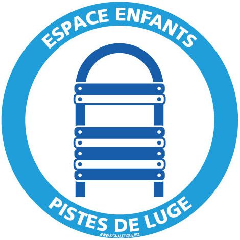 PANNEAU INFORMATION ESPACE ENFANT SPECIAL PISTE DE LUGE (H0390) - Plastique PVC 1,5 mm - Diamètre 350 mm