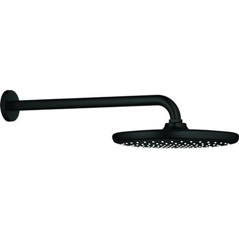 GROHE Set soffione doccia Tempesta 250 26668, soffione doccia Tempesta 250, portata massima a 3 bar: 8.3 l/min, braccio doccia 380 mm, 1 tipo di getto, matt black, 266682430