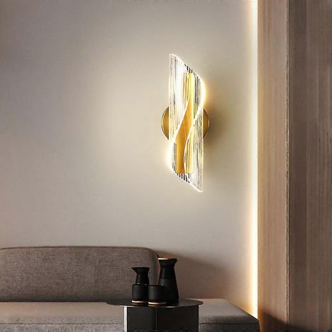 Applique murale LED d'intérieur, 10 W, dorée, style moderne, dimmable avec 3 couleurs de lumière, en acrylique. (1/5)