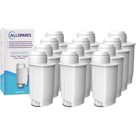 Filtro de agua AllSpares (12 unidades) apto para cafeteras Philips/Saeco, filtro de repuesto para BRITA Intenza+ y Philips/Saeco CA6702 (1/4)