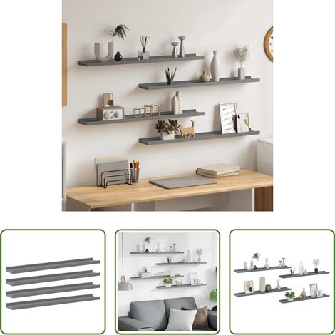 Wandregale - Wandregale 4 Stk. Grau 80x9x3 cm (1/5)