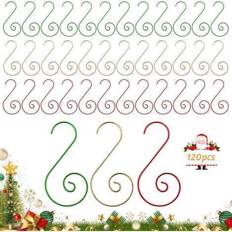 Ganchos para adornos navideños, 120 unidades de ganchos para bolas de Navidad, colgadores para árboles de Navidad, ganchos decorativos para árboles de Navidad, guirnaldas y bolas de Navidad