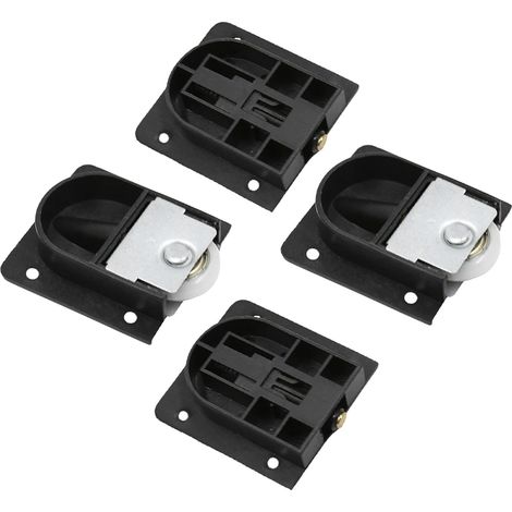 Lot de 4 Roulettes pour Porte Coulissante en Plastique Noir Silencieuses Roulement, Poids Renforcé, Adaptées pour Armoires, Placards et Penderies, Accessoires Solide pour Portes (1/5)