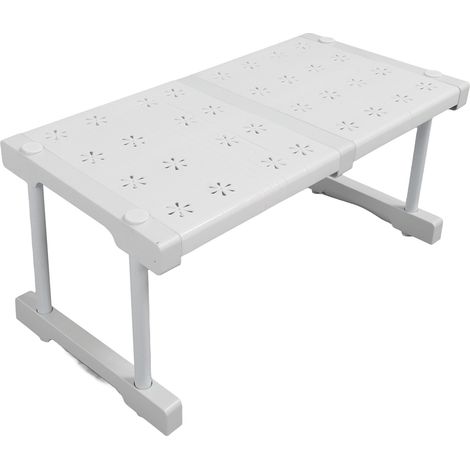 Étagère extensible pour placard, gain de place, réglable, pour penderie ou lavabo. Largeur : 24 cm, hauteur : 22 cm, longueur : 37 à 48 cm (14,6 à 18,9 po). (1/5)