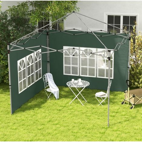 Set di 2 pareti laterali per gazebo 3x3/3x4 m con finestra, verde (1/5)