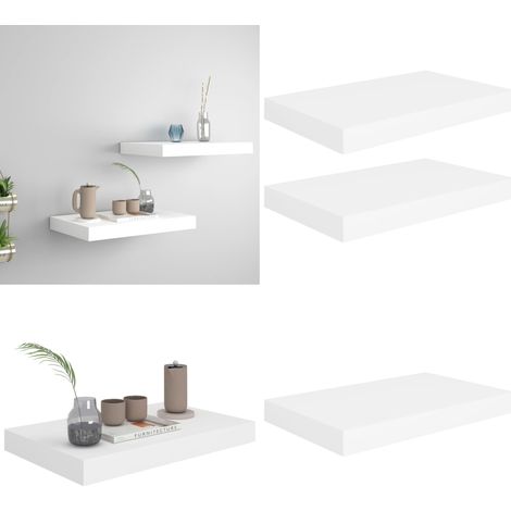 Schweberegale 2 Stk. Weiß 40x23x3,8 cm MDF - Schweberegale - Wandregale - Regal Weiß - Regalset - Wohnwandgestaltung - Home & Living (1/5)