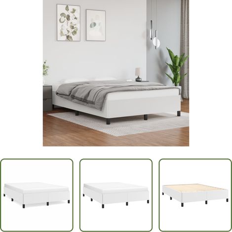 Kunstlederbett - Bettgestell Weiß 140x200 cm Kunstleder (1/5)