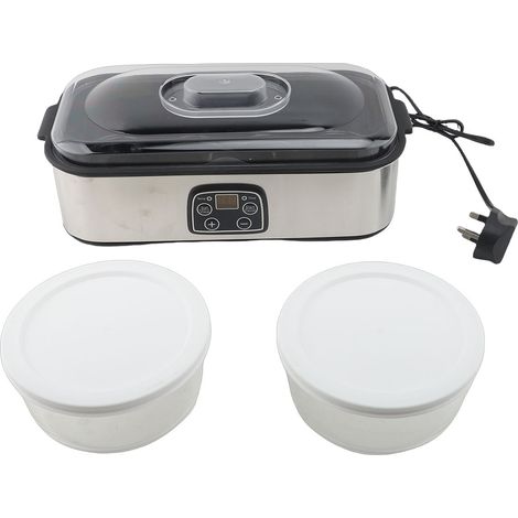 Yaourtière avec deux récipients de 1 L, 25 W, en acier inoxydable, pour préparations maison, confitures et crèmes desserts. Contrôle automatique de la température. (1/5)